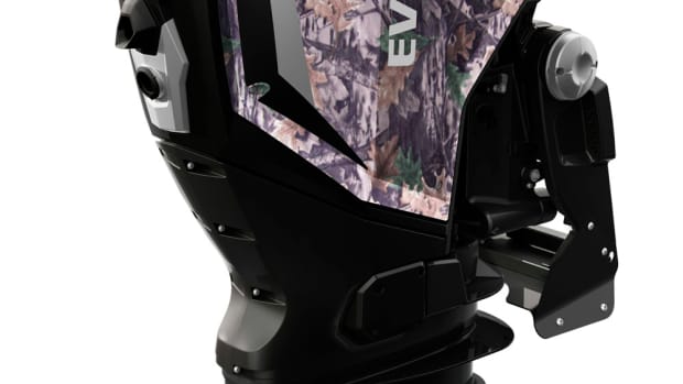 Evinrude’s new E-TEC G2 series is available from 150 to 300 hp. The 150-hp model is shown.