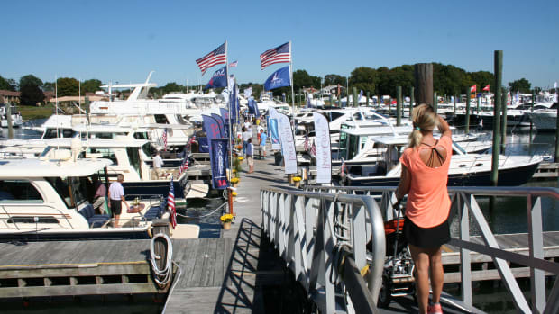 There was not a cloud in the sky to mar the opening Thursday of the Norwalk Boat Show in southwestern Connecticut, an important showcase for the New York tri-state area.