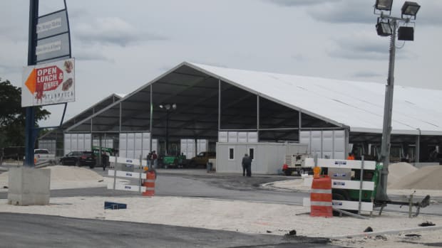 Construction of the Miami International Boat Show is underway at its new location at the Miami Marine Stadium Park and Basin.