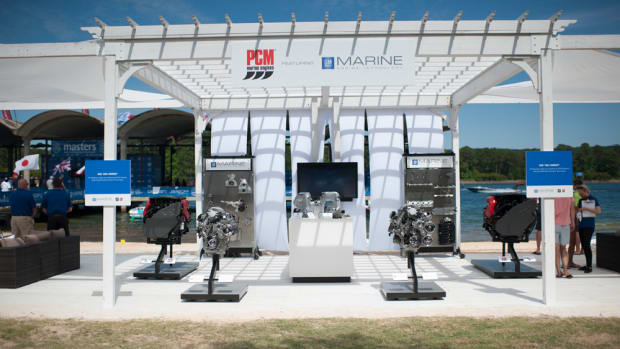 The GM display at the Masters Water Ski & Wakeboard tournament.