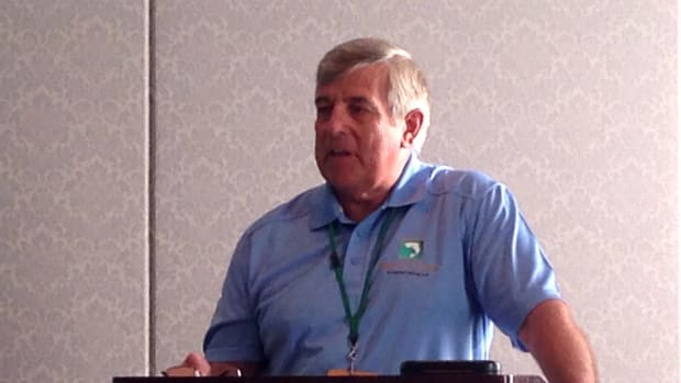 Recreational Boating and Fishing Foundation president Frank Peterson discusses the partnership between the foundation’s Take Me Fishing campaign and The Walt Disney Co. Wednesday at Disney World in Orlando, Fla.