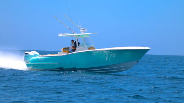 The Mag Bay 33 was designed by Michael Peters Yacht Design in Sarasota, Florida.