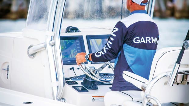 Garmin outfitted four center consoles, including this 38-foot Jupiter, with its latest products.