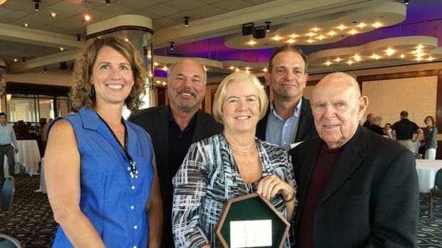 U.S. Rep. Candice Miller, R-Mich., (third from left) received the Ray L. Underwood Lifetime Achievement Award. She is shown with MBIA executive director Nicki Polan (left); Jim Coburn, of Coburn & Associates; Steve Remias, of MacRay Harbor; and Ray Underwood, of Muchmore Harrington Smalley and Associates.
