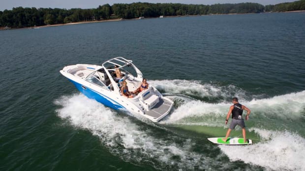 The 244 Sunesta Surf is one of five models Chaparral now offers with Malibu's wake-surf technology.