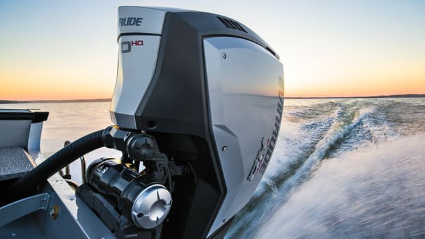Evinrude’s E-TEC G2 stands out for its acceleration and torque, but the engine’s fuel economy and low emissions are equally strong, BRP says.