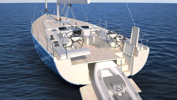 Hanse Yachts built the new 588 with this dinghy garage designed for a Williams Tender 280.