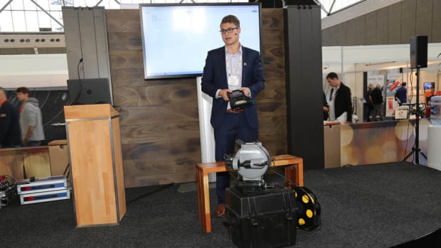 Cody Warner, of Deep Trekker, explains the company’s Deep Trekker DTG2, a compact remotely operated vehicle that can be used for a variety of purposes.