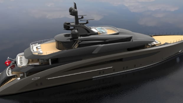 This is a rendering of CRN’s new 203-foot yacht, which features five decks.