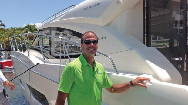 Marquis-Larson Group president and CEO Rob Parmentier shows off the new Carver C43.