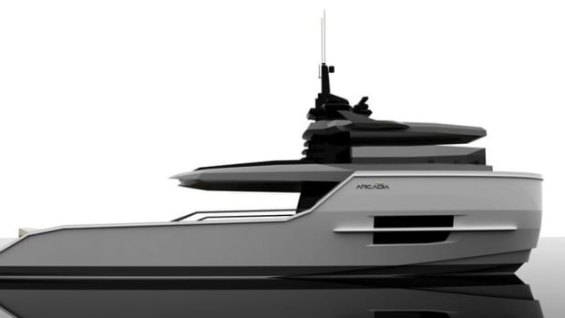 This is an Arcadia Yachts rendering of the Sherpa, which will debut in January at Boot Düsseldorf.