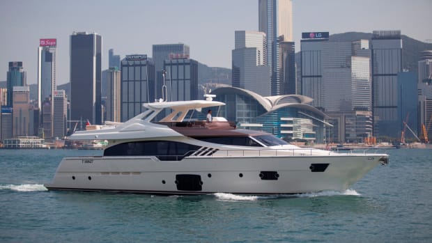 The Ferretti Yachts 870 “Tai He Ban” will be on display later this week at the Hong Kong International Boat Show.