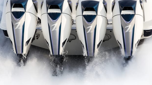 Quad Seven Marine 627 outboards pack a punch of more than 2,500 hp — more than enough to meet most demands.