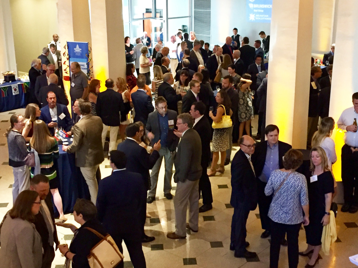 Participants mingle on Monday at the welcome reception for the American Boating Congress.
