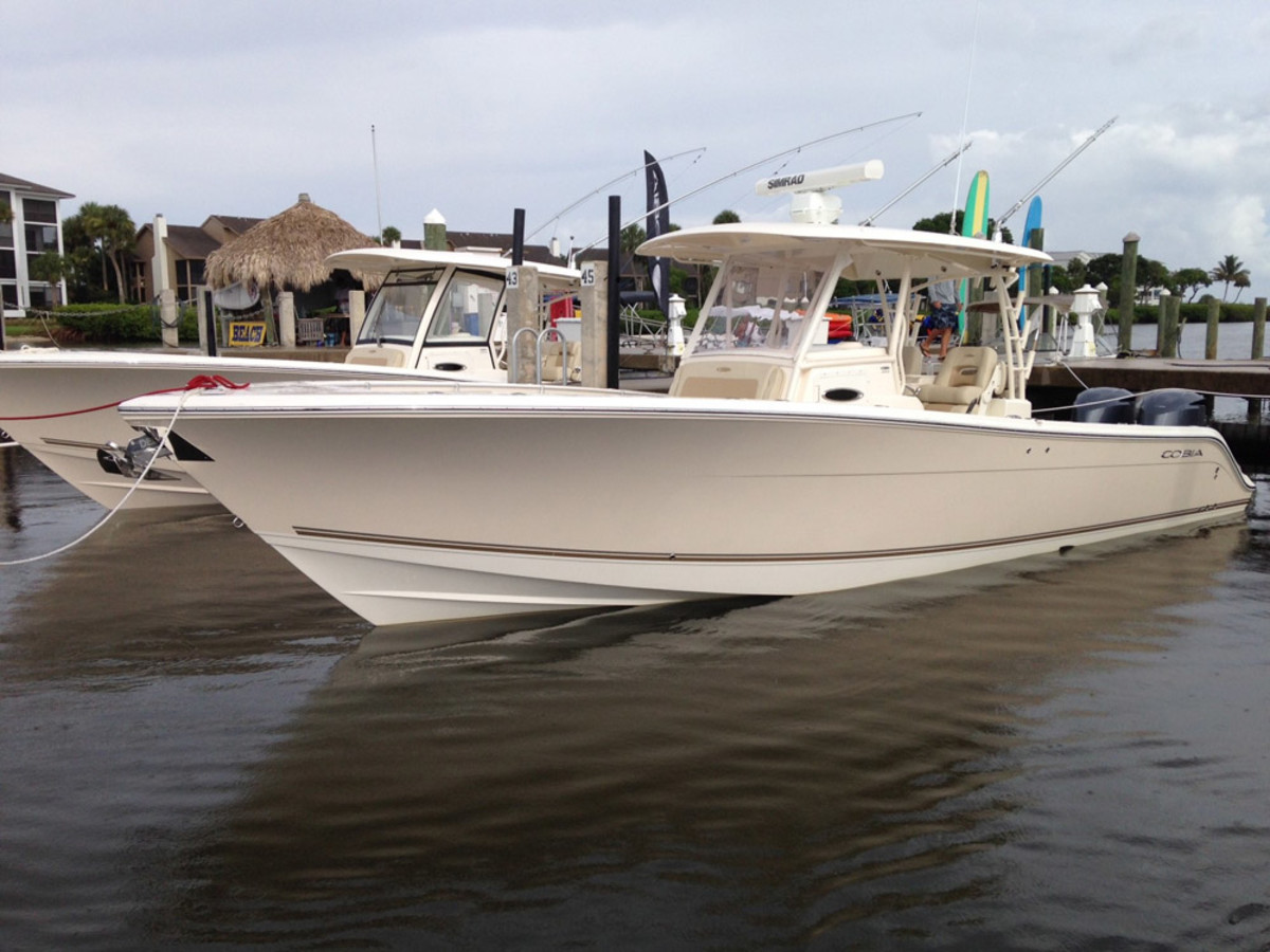 The Cobia 344 CC is the new flagship for this brand of family fishing open boats from the Maverick Boat Co. It can be powered with triple 300-hp or twin 350-hp Yamaha outboards.