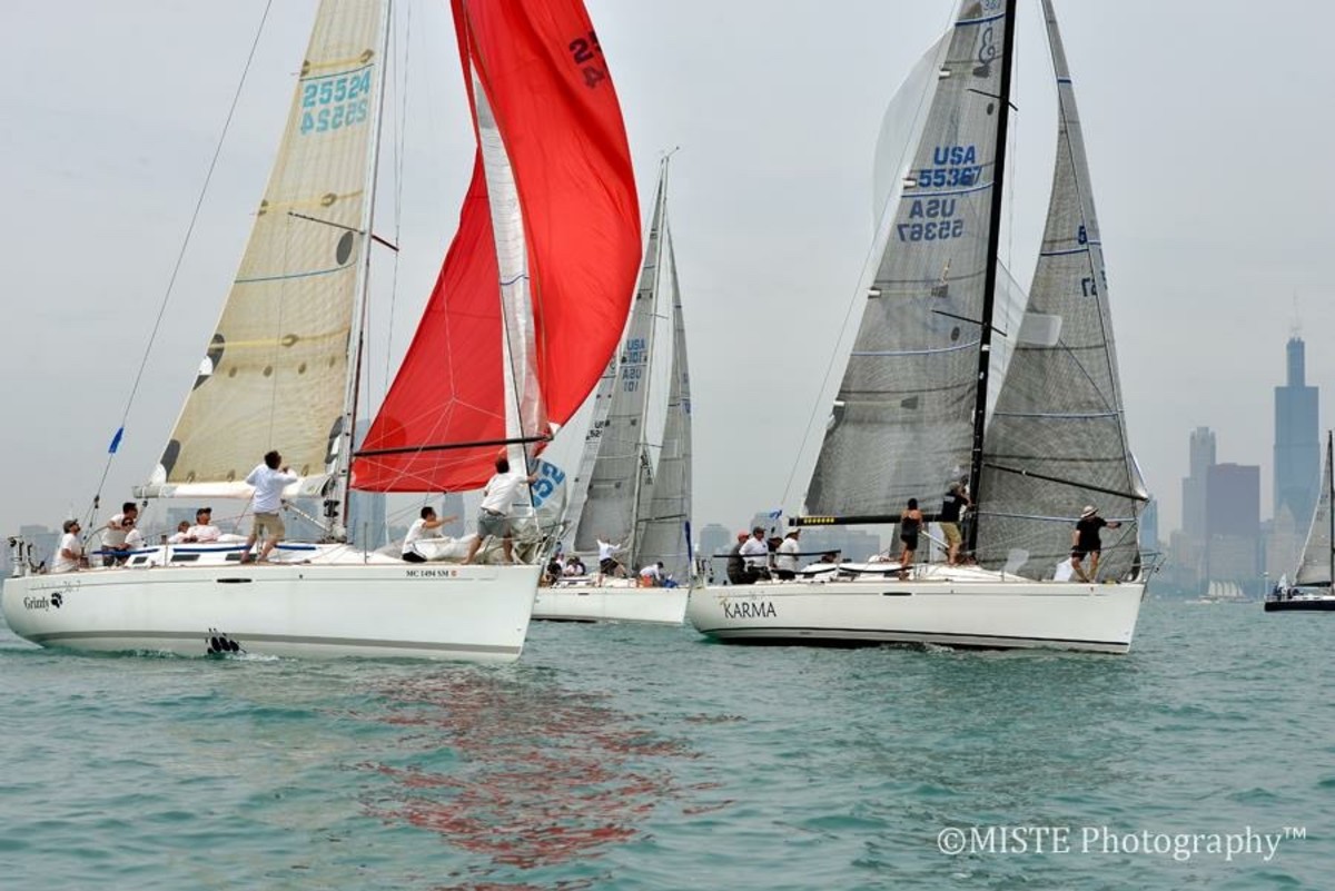 The Karma Sailing Group (at right) won its eighth Chicago Yacht Club Race to Macki-nac in its section.