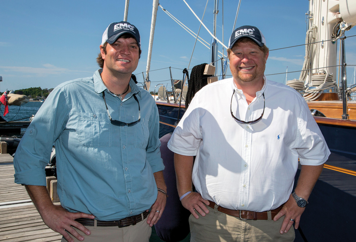 Friends and business partners Brad Martin (left) and Jon Boswell launched Engineered Marine Coatings to become players in the marine coatings market.