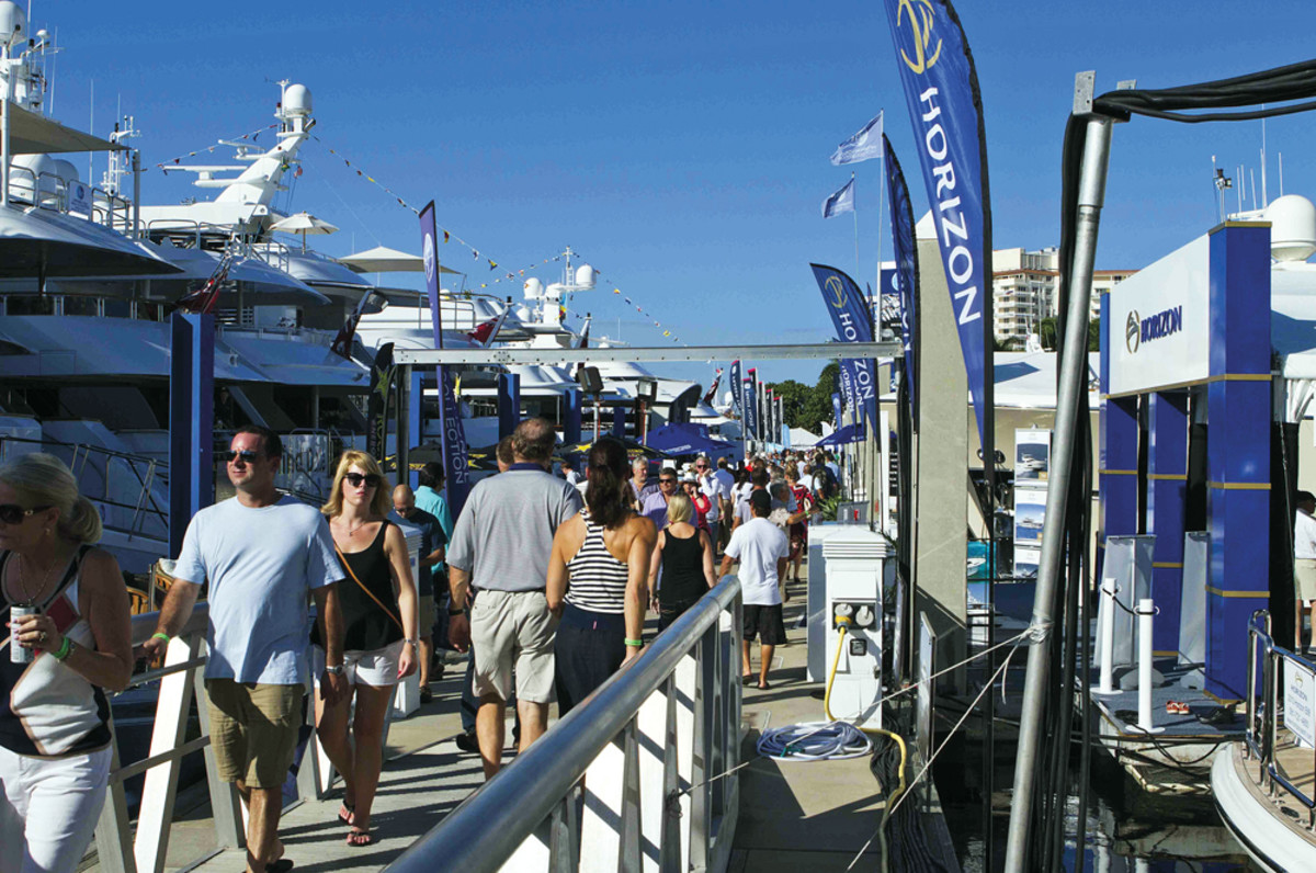 On a typical day, the docks are crowded with potential boat buyers choosing from a virtually limitless selection.