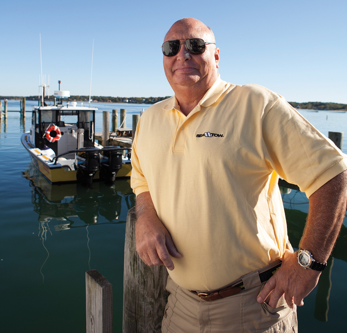 Capt. Joseph Frohnhoefer Jr. founded Sea Tow Services International in 1983. Sea Tow now has 600 U.S. and international franchises. Its distinctive yellow boats are ubiquitous on heavily used waterways.