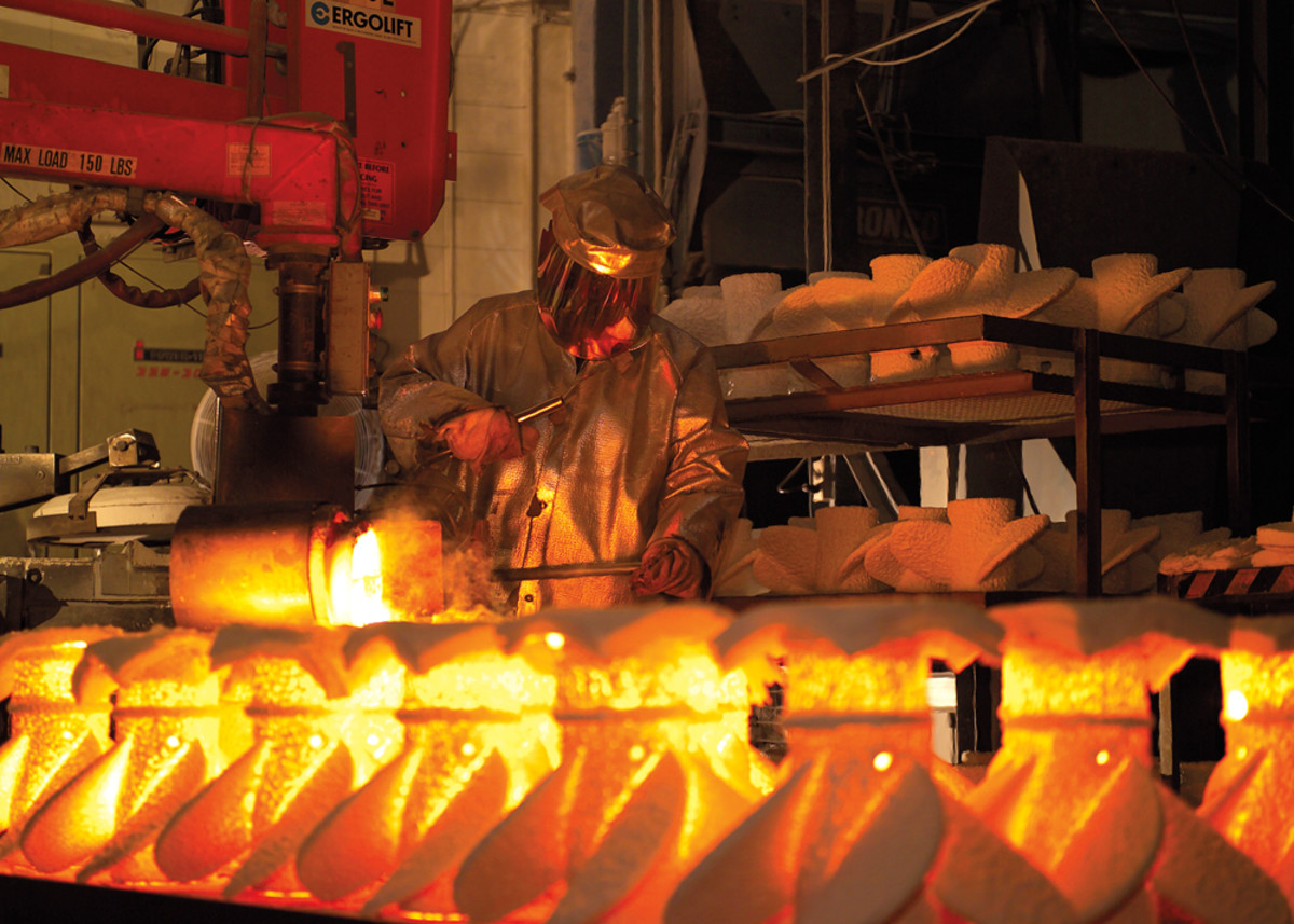 Propellers are forged at Mercury Marine’s molten metal plant.