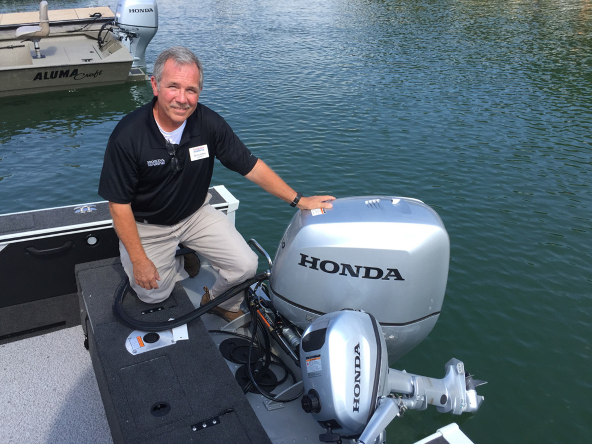 Honda senior OEM sales manager Dennis Ashley was on hand at the Honda media event to explain the benefits of all Honda engines from 4 to 250 hp.