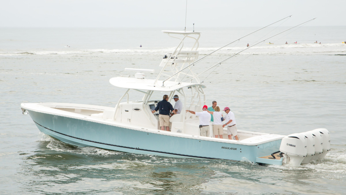 Regulator dealers got their first opportunity to see the builder’s new flagship 41 center console.
