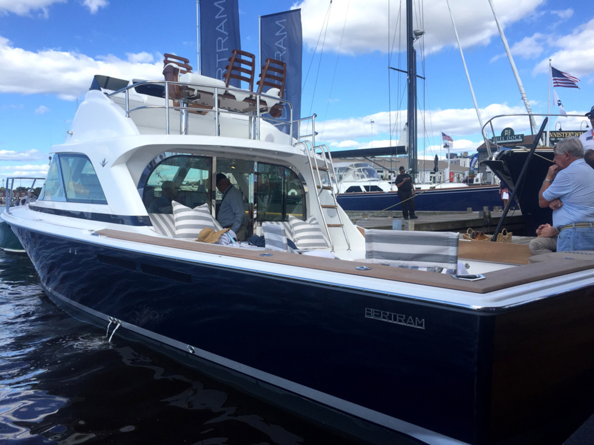 The new Bertram 35 made its world debut Thursday at the Newport International Boat Show.