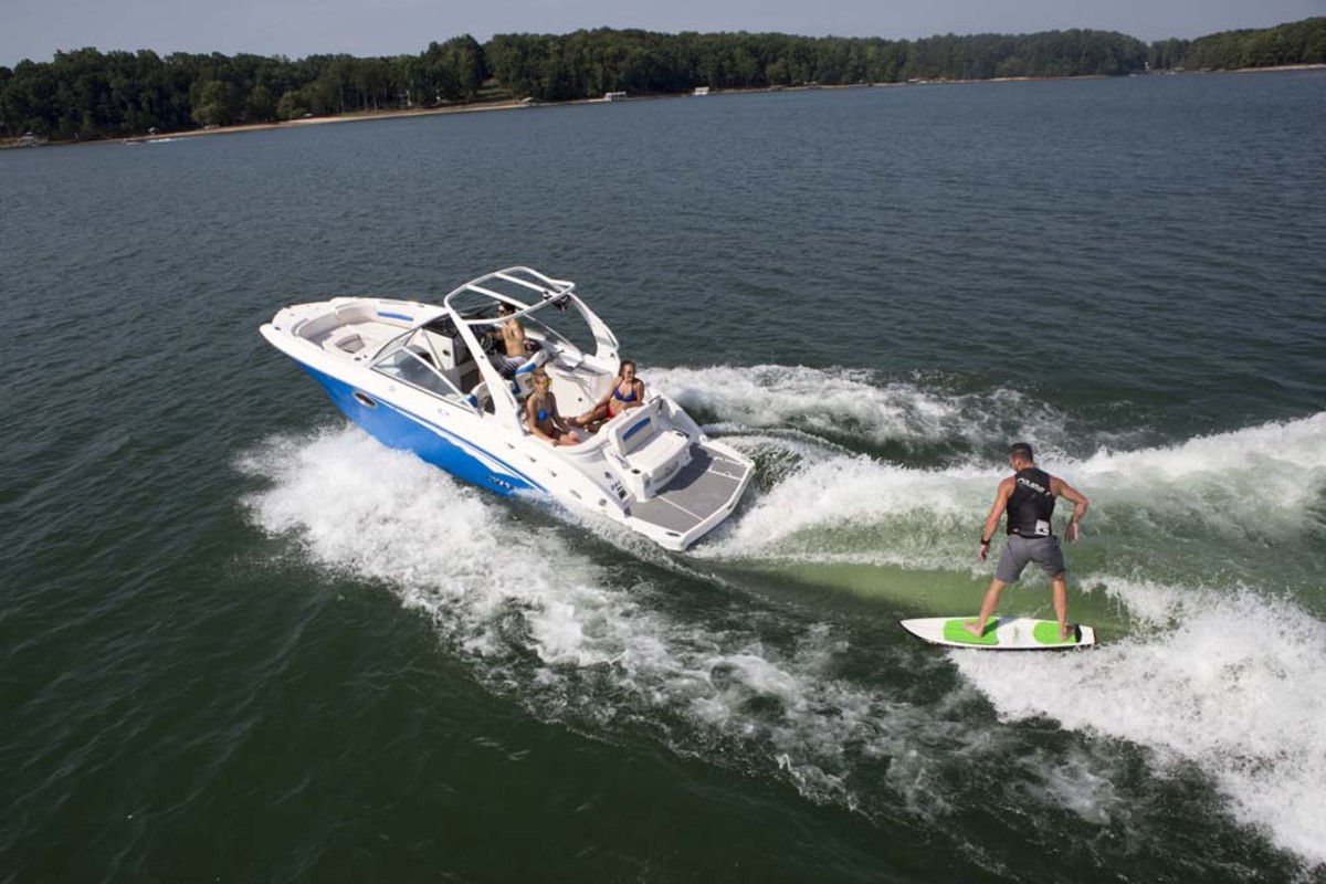 The 244 Sunesta Surf is one of five models Chaparral now offers with Malibu's wake-surf technology.