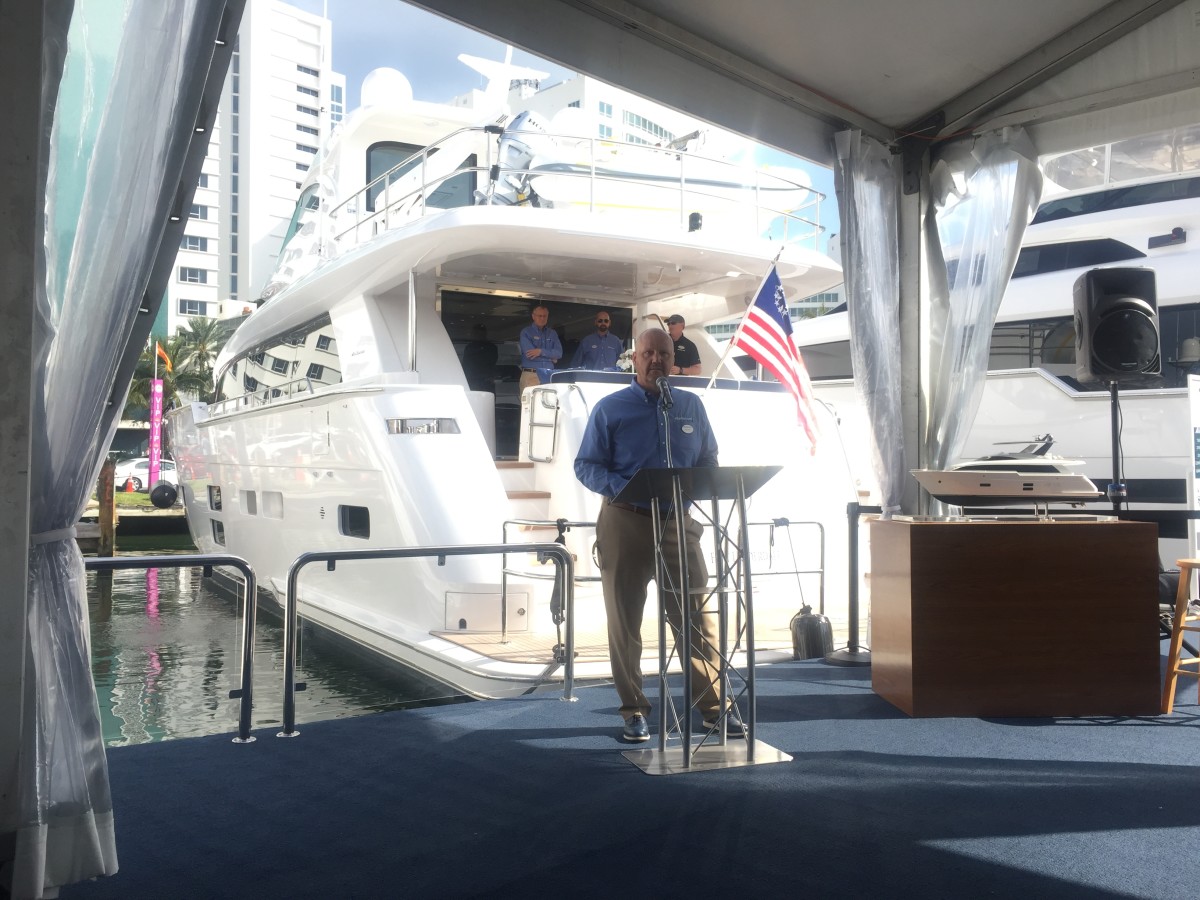 Kelly Grindle, the new president of Hatteras Yachts, says the company will continue its balance of sportfishing boats and motoryachts.