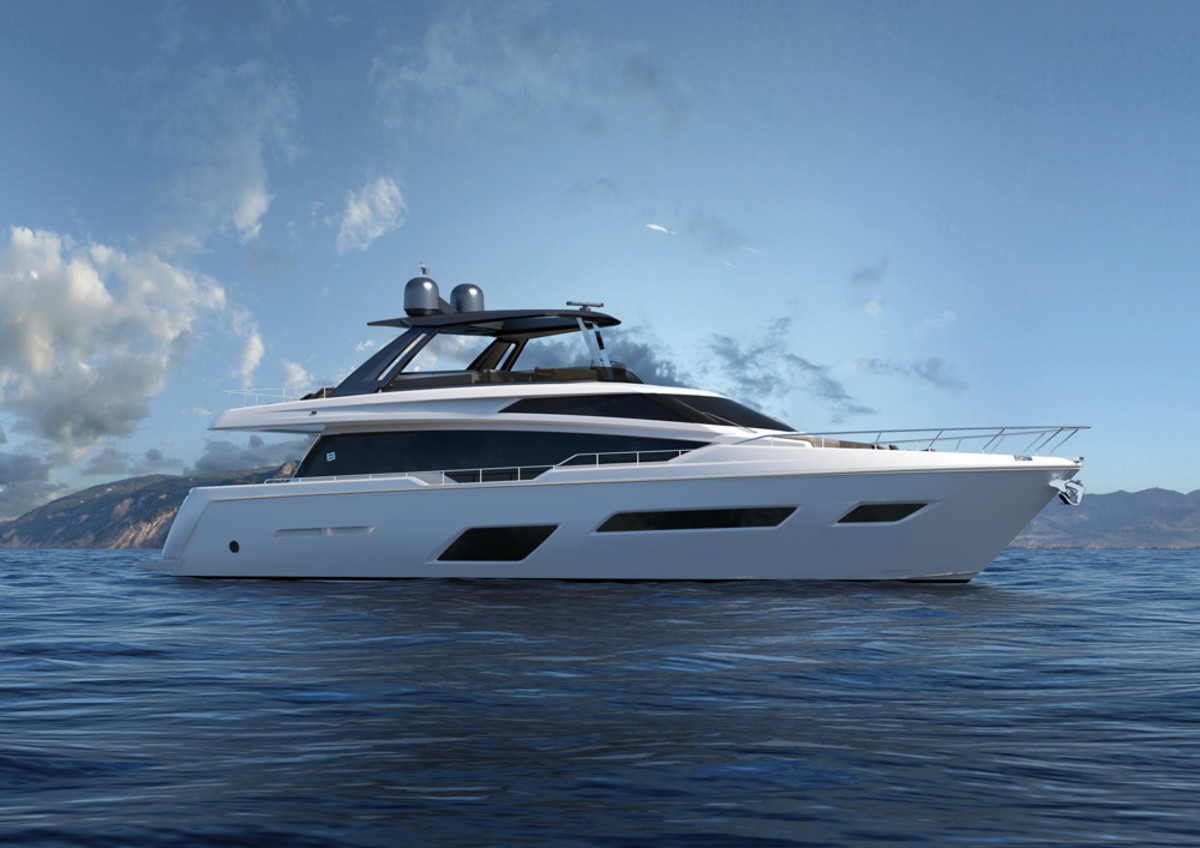 The new Ferretti Yachts 780 will have twin MAN engines with 1,400 mhp as standard power.