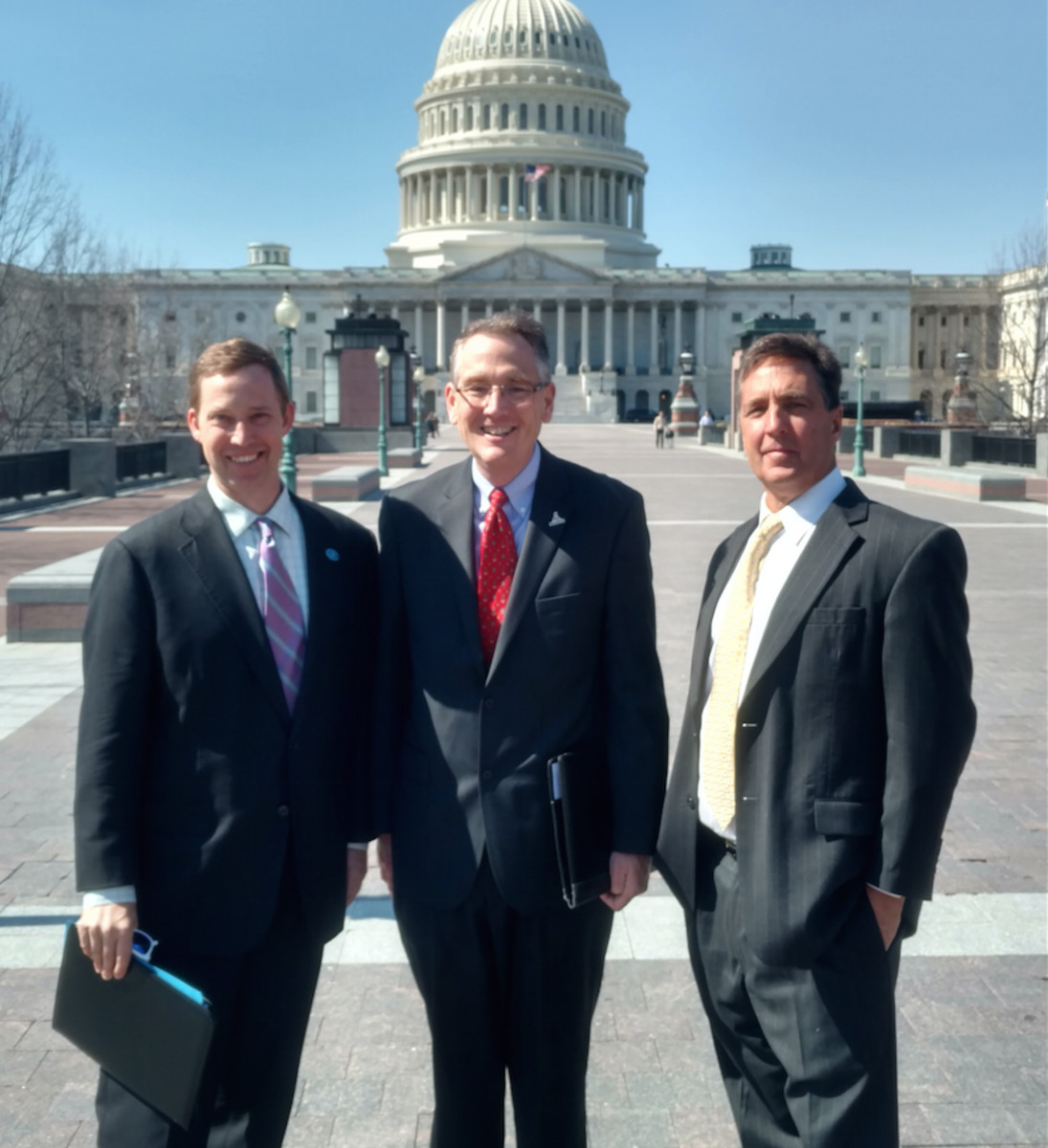 Brad Pickel (left), executive director of the Atlantic Intracoastal Waterway Association; David Kennedy, manager of BoatUS government affairs; and Mark Crosley, chairman of the AIWA board and executive director of the Florida Inland Navigation District, are shown in Washington, D.C.