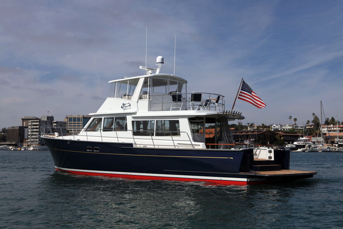 The Duffield 58 is undergoing sea trials in preparation for her public debut at the Newport In-Water Boat Show in California.