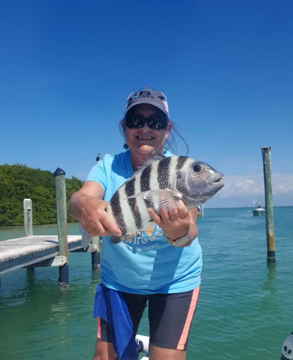 Capt. Rob Fussnecker, of Aqua Breeze Fishing Charters, assisted as the ladies caught 15 sheepshead, one sea trout and a jack crevalle.