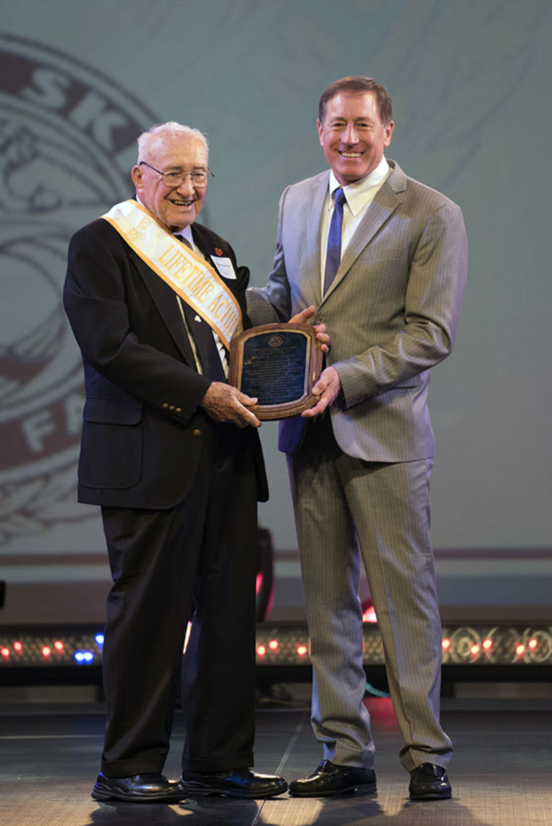 The Water Ski Hall of Fame honored Ralph C. Meloon, 99, (left) with a Special Lifetime Tribute last weekend in Florida.