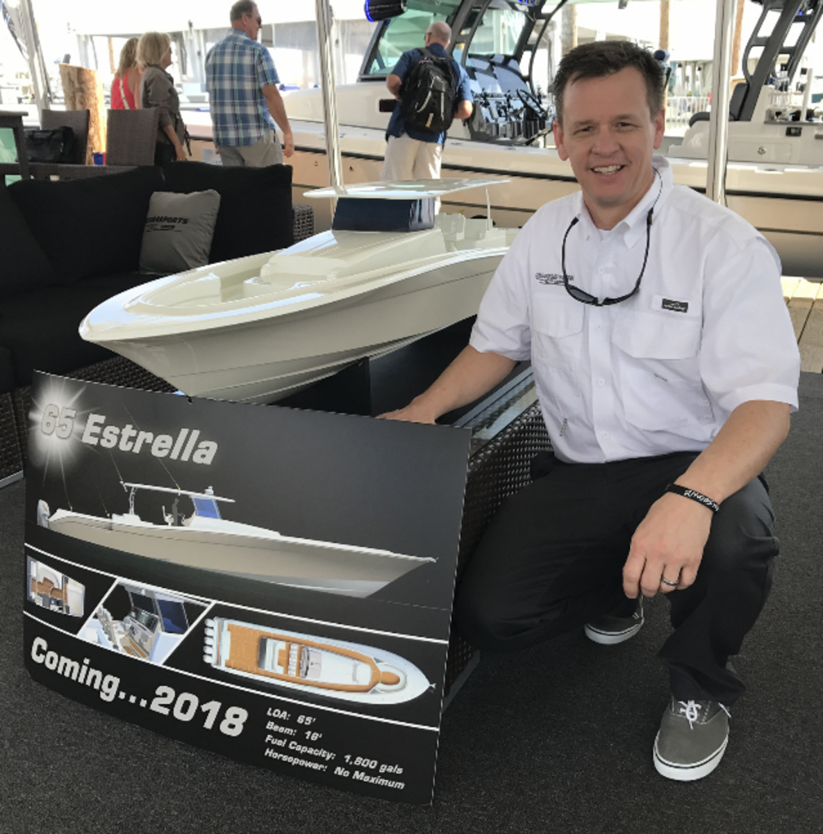 HydraSports Custom director of engineering Kurt Bergstrom said the new 65 Estrella center console will debut in about a year.