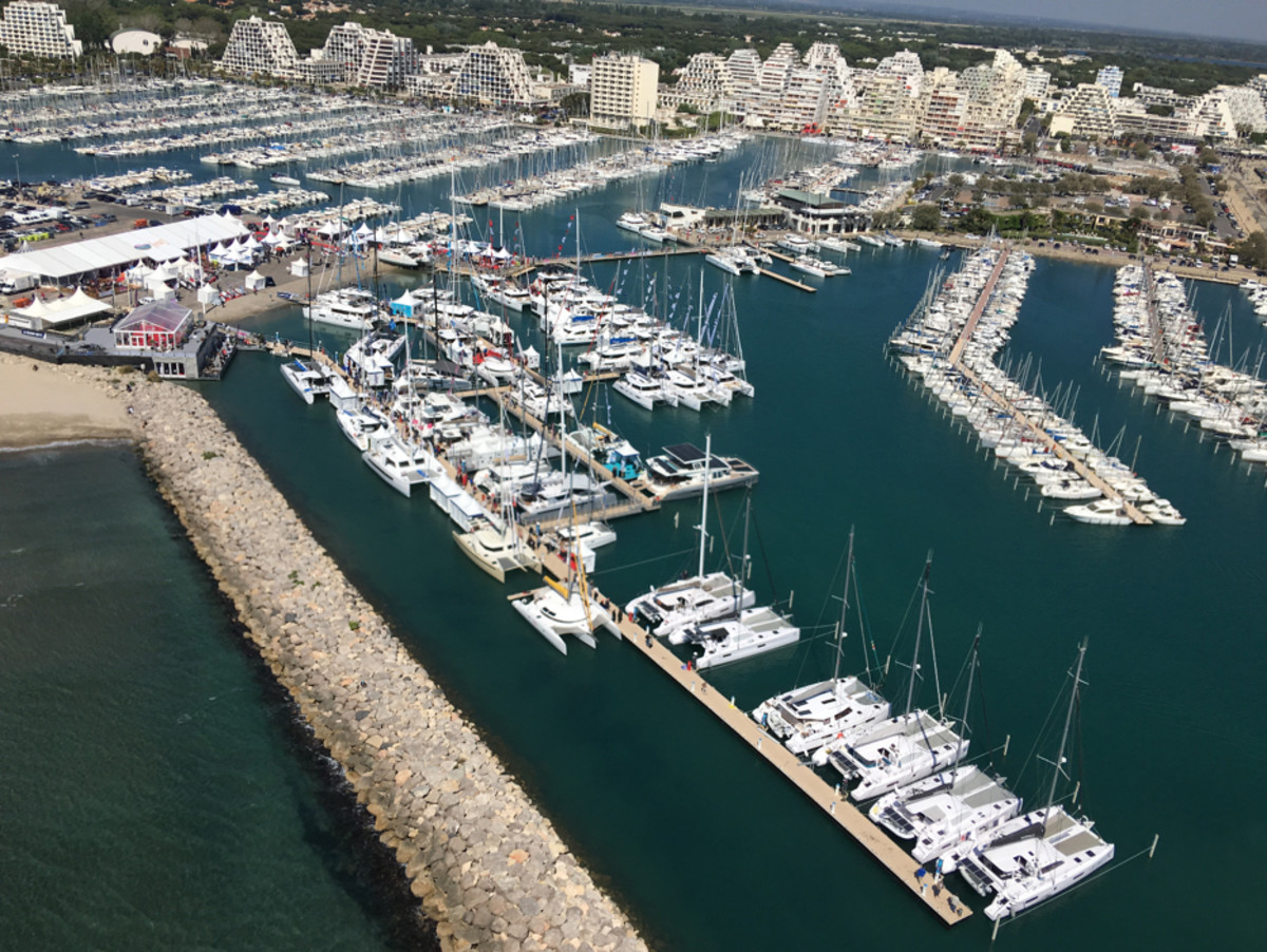 Organizers said about 60 multihulls at the show were in an area given over to in-water displays.