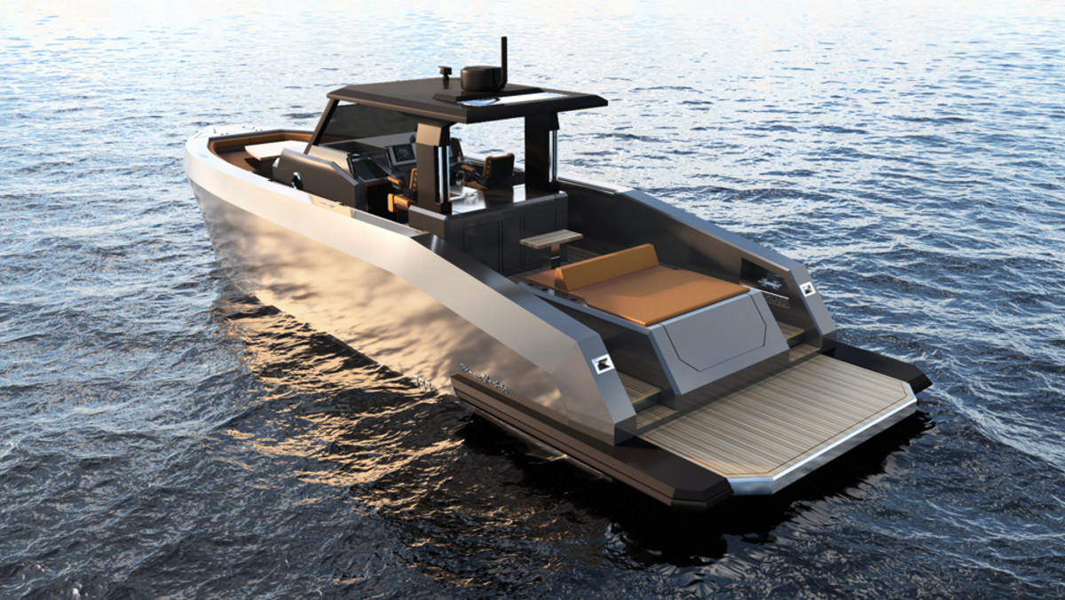 The new Mazu Yachts 42 Walkaround has an overall length of 40 feet and a maximum beam of 12 feet.