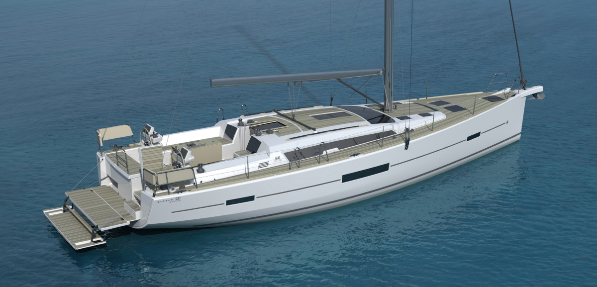The new Dufour 520 Grand Large features a two-level aft swim platform that integrates into the stern when not in use.