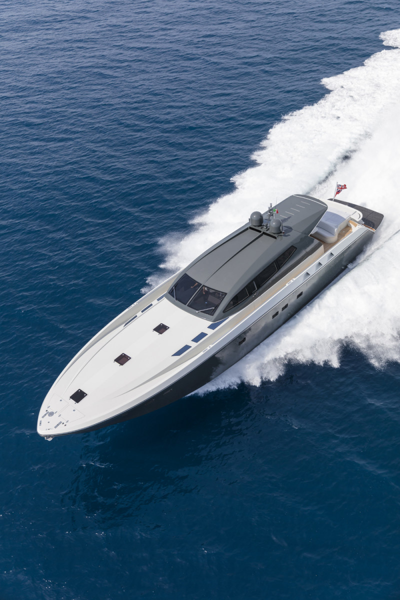 Otam’s new yacht is powered by twin 2,600-hp diesels and has an estimated top speed of about 55 mph.