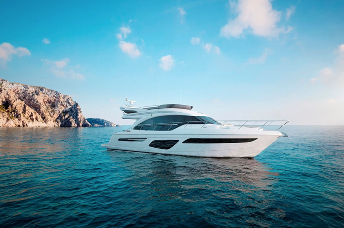 The Princess 62 features full-length side windows to give the saloon a larger feel.