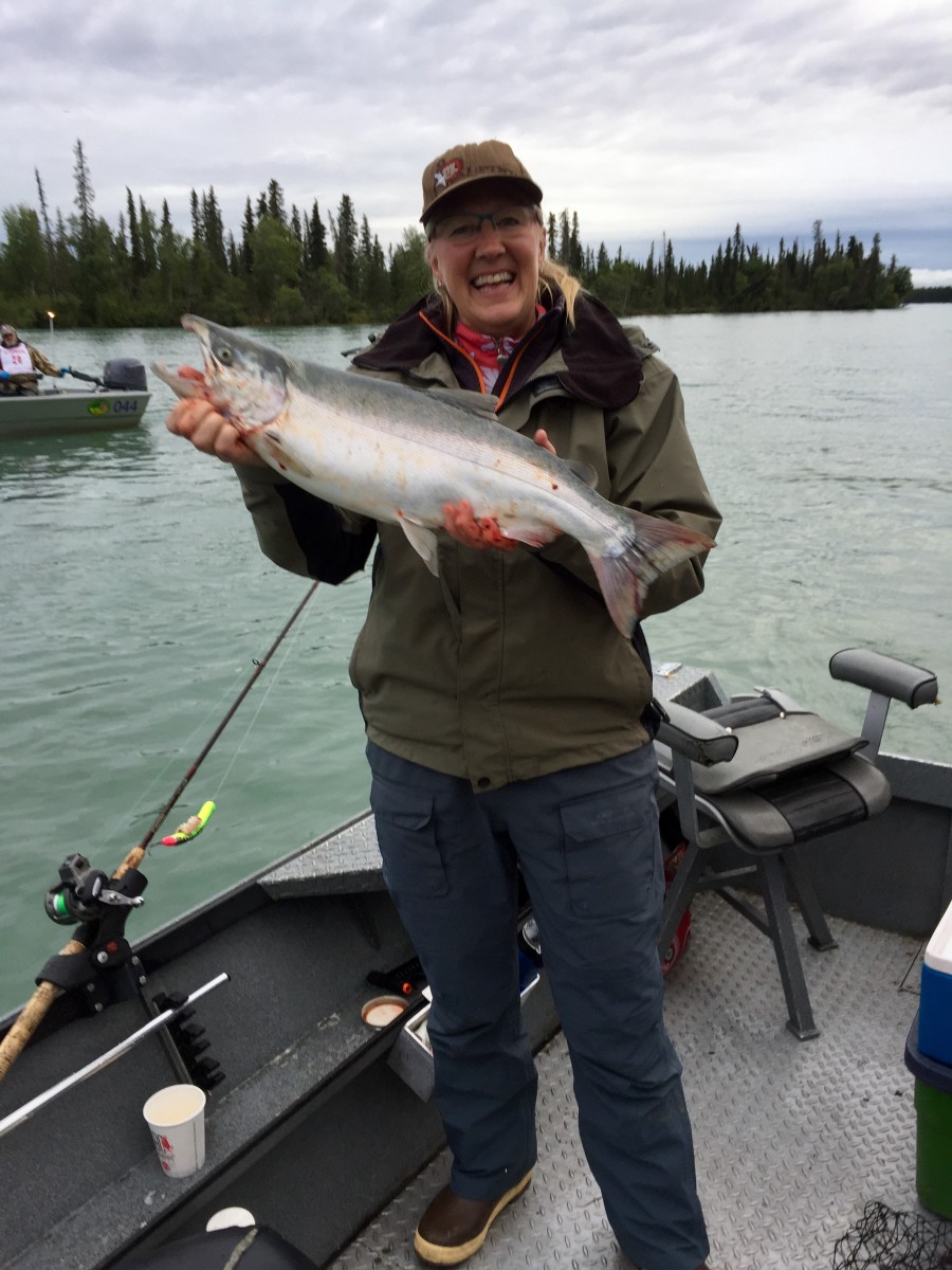 Mellinger is shown with a fish she caught during the Classic