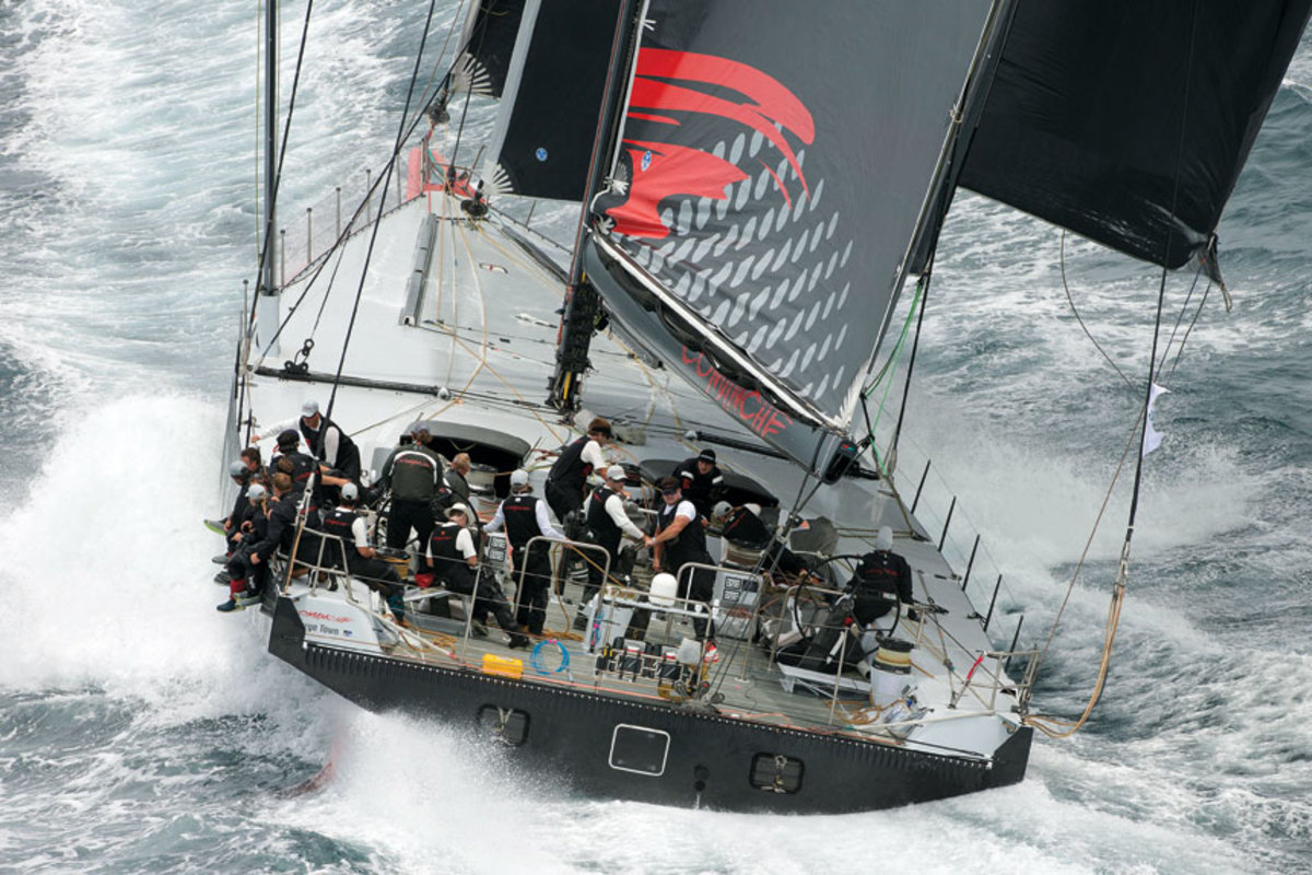 The crew of the 100-foot Commanche wore Mustang Survival gear when it broke the trans-Atlantic record.