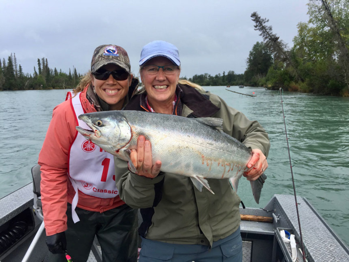 Take Me Fishing is asking women to inspire others with stories and pictures about fishing and boating. Shown here are guide Kasey Loomis, left, and Kenai River Classic chairwoman Kristen Mellinger.