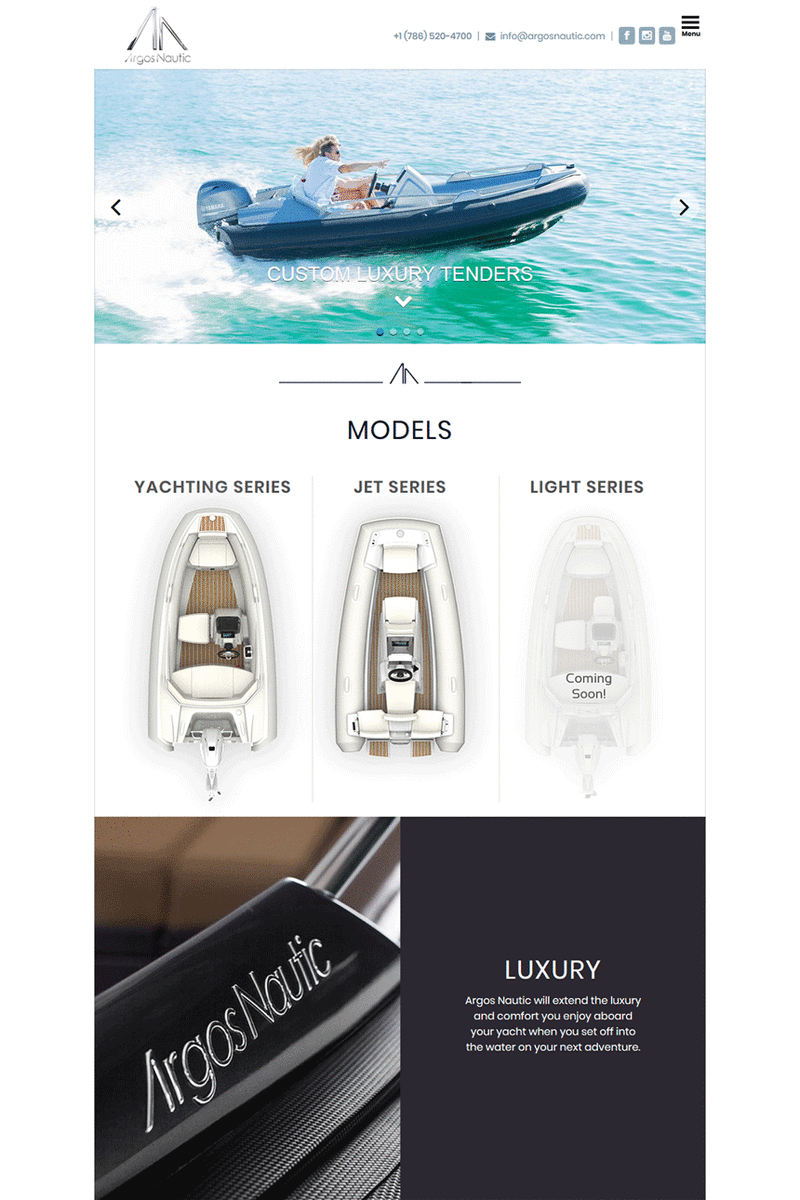 The new Argos Nautic website has been optimized for viewing on a mobile device as well as on a computer.