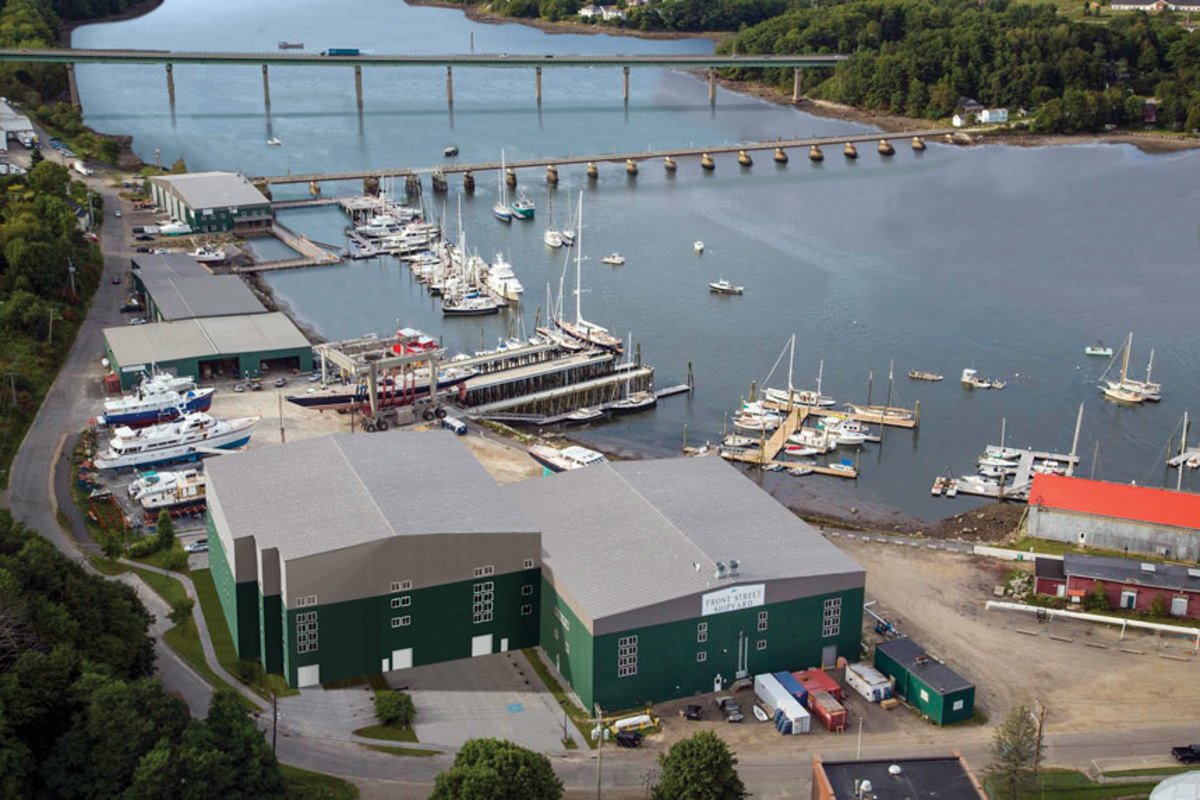 This is how the shipyard will look when the new building in the lower left-hand corner of this rendering is complete. Image courtesy of Front Street Shipyard.   
