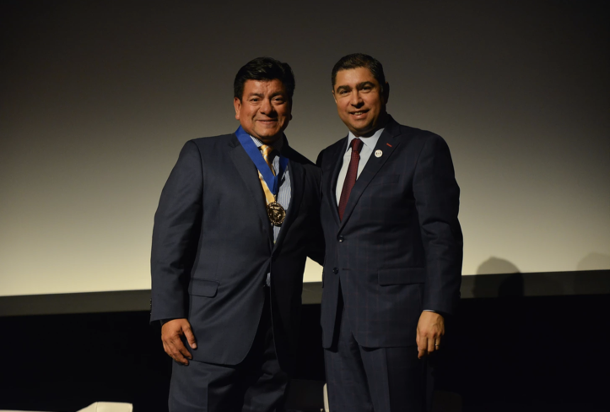 Lou Sandoval (left) and Latino Leaders magazine publisher Jorge Ferraez