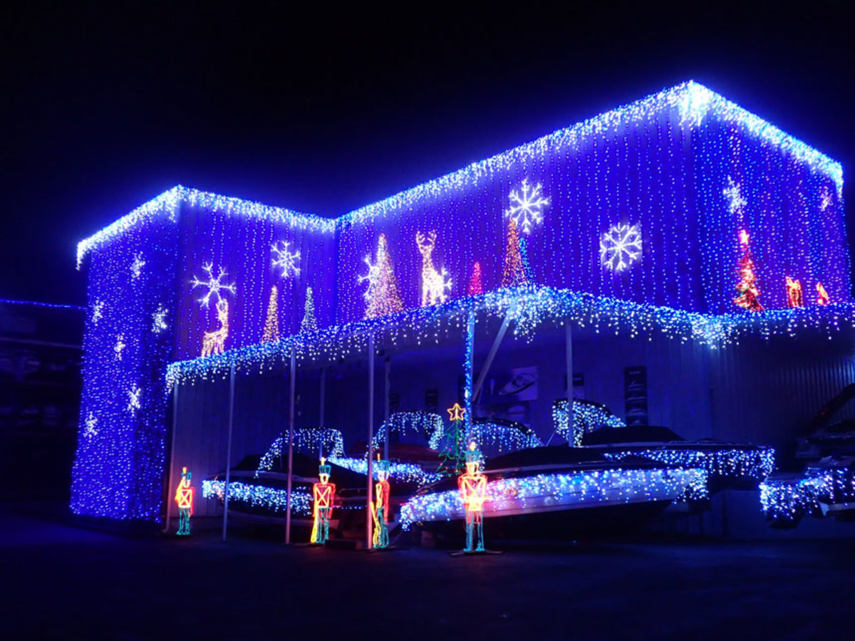 The spectacular holiday light display at Mount Dora Boating Center and Marina in Florida has more than a million LED lights of every shape, color and size in its displays, which include lighted snowflakes, reindeer and other traditions of the season.