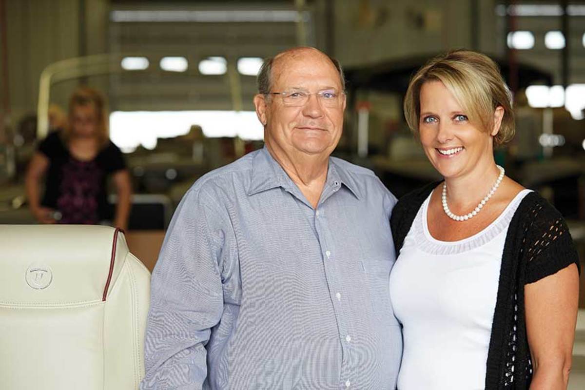 Premier founder Bob Menne with daughter and former president Lori Melbostad.