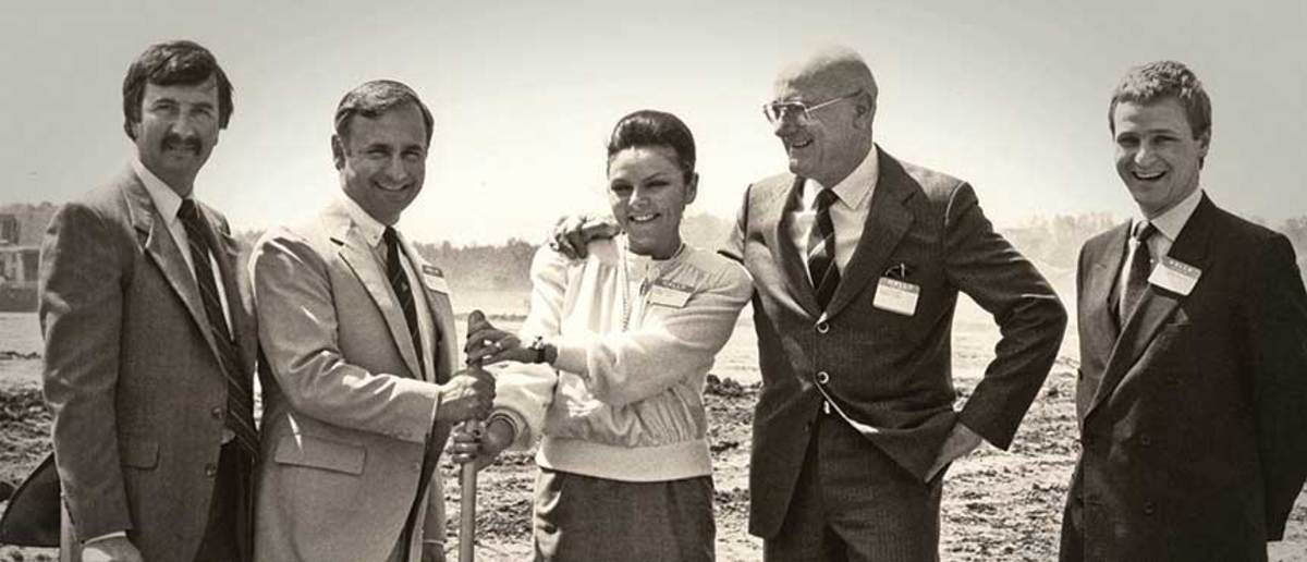 Madame Annette Roux and officials breaking ground in 1985 at the French builder’s Marion, S.C., facility.