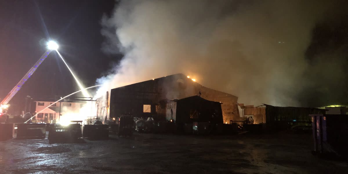 The tooling building was reportedly a total loss. Photo courtesy of WECT.